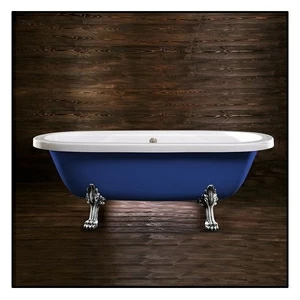 Ванна напольная отдельностоящая синяя с хромированными  ножками "Львиная лапа" Akcjum Octavia WN-09-01-CH-C