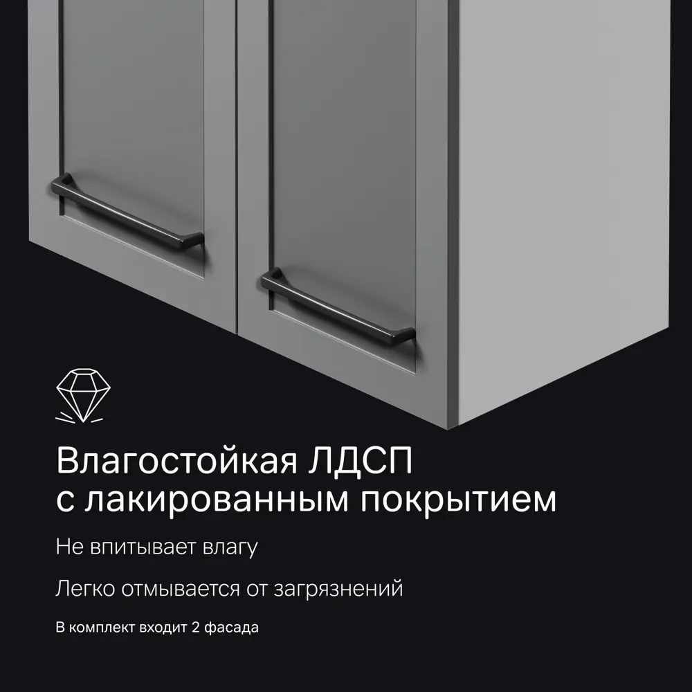 Комплект фасадов для пенала подвесного AM.PM Force M9FFCM0602GM 70x30 см МДФ цвет серый 2 шт STLM-2128383 - Вид №4