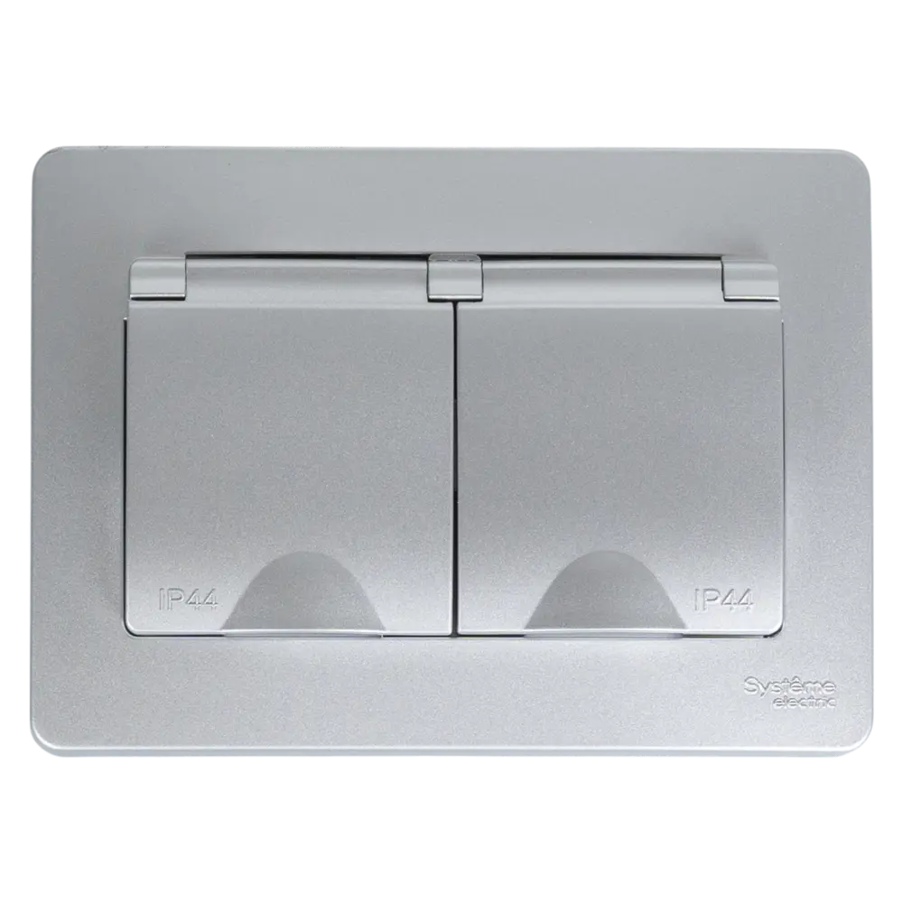 Розетка двойная встраиваемая Systeme Electric Blanca с заземлением IP44 цвет алюминий 86728865 STLM-2153628