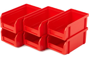 19472796 Пластиковый ящик 180х200х140мм, комплект 6 штук, V-1-К6-красный СТЕЛЛА-ТЕХНИК