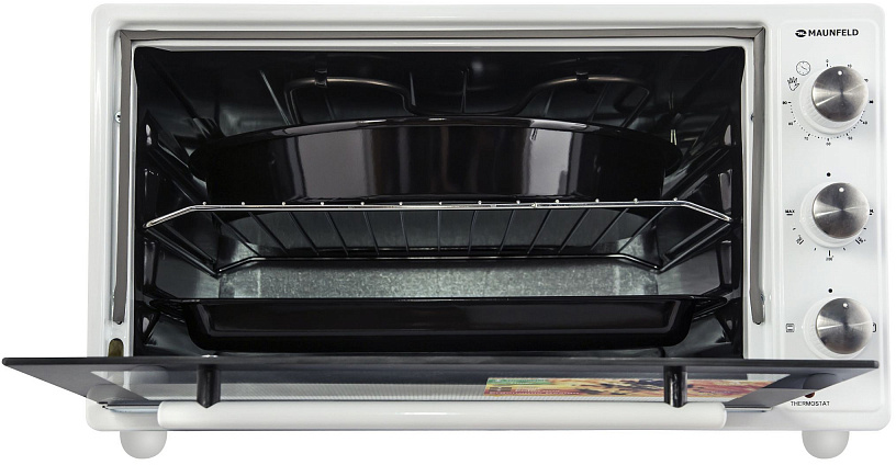 CEMOB.363.W Мини-печь gfsmo.20.5b/ электрическая мини-печь, 50см, 1300 вт, механический программатор, решетка для гриля, прямоугольный противень, круглый противень белый цвет Maunfeld Santreyd  - Вид №4