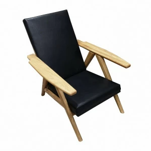 Кресло с деревянными подлокотниками черное "Релакс" 3/4 АРШИНА  00-3981659 Черный