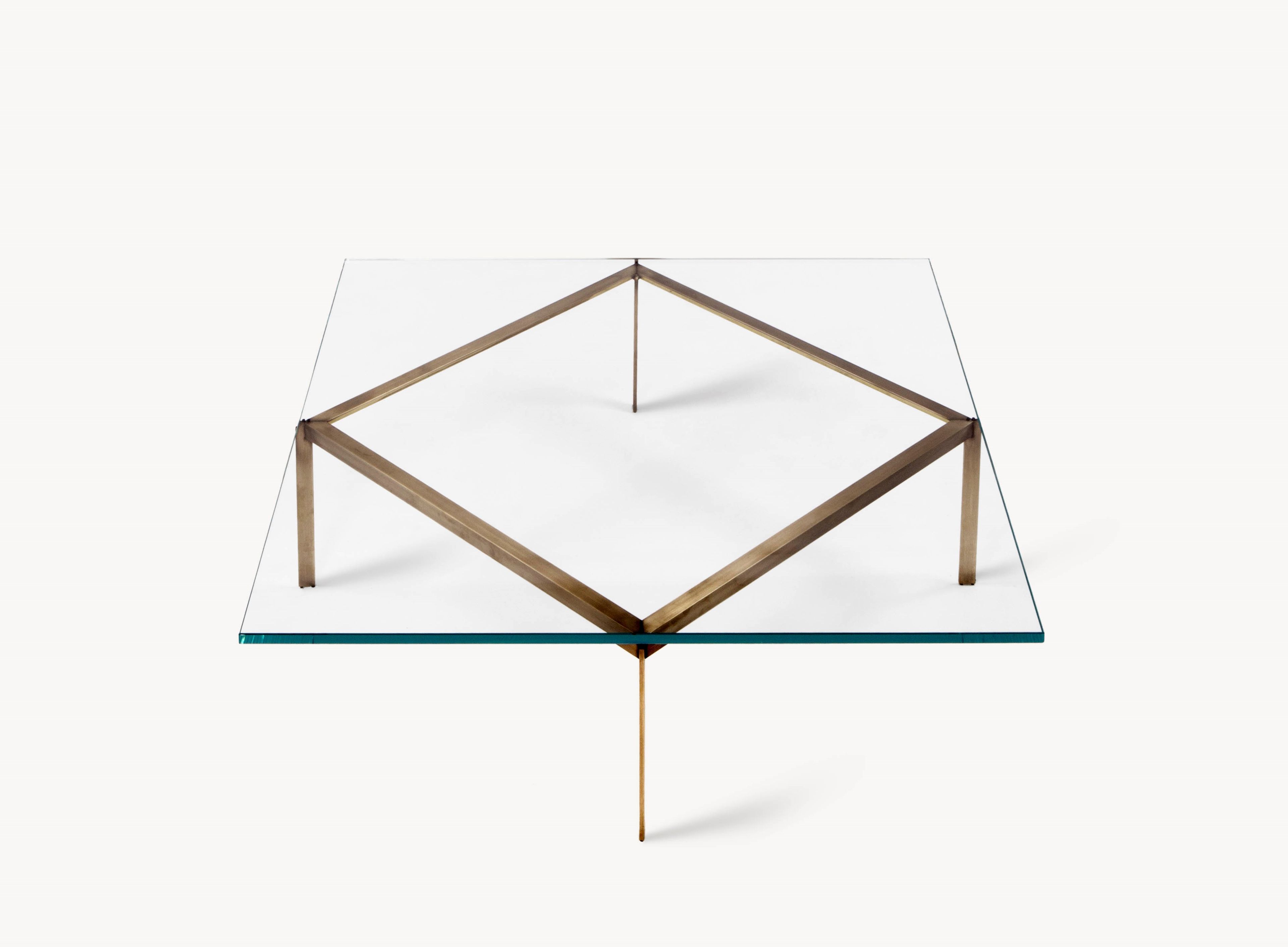 Квадратный стеклянный журнальный столик с металлическим основанием BassamFellows ARCH-00123398 - Вид №1