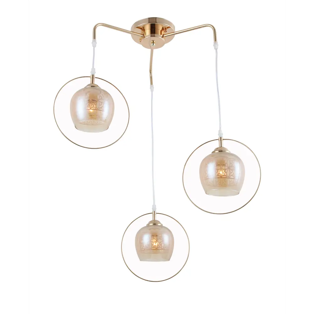 Светильник подвесной Marti, 3 лампы, 10 м², цвет золотой Rivoli STLM-2023058