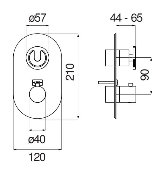 Термостатический смеситель для душа с 2 отверстиями Nobili Солнце ARCH-00063224 - Вид №2