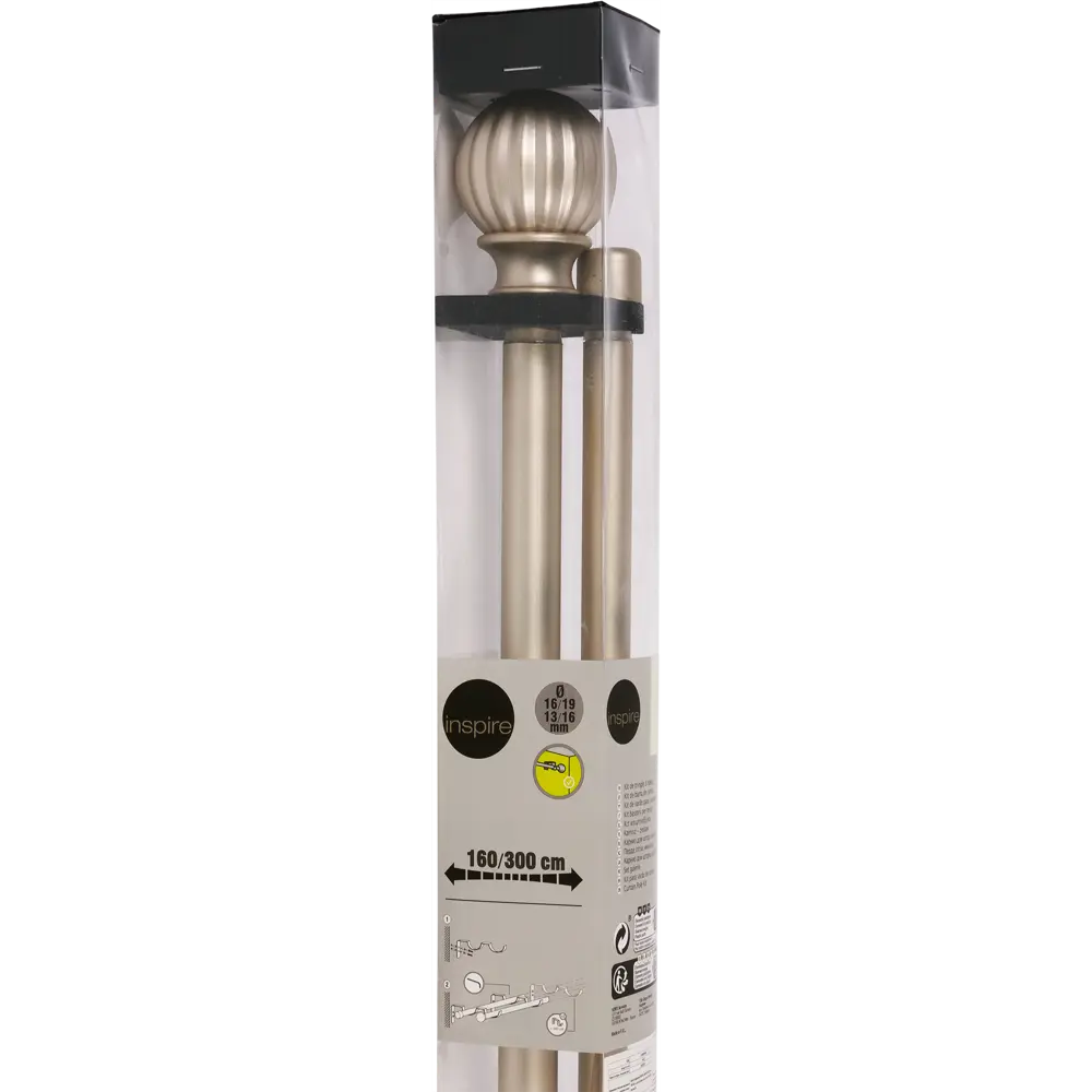Карниз двухрядный раздвижной Inspire Шар 160-300 см цвет матовая сталь STLM-2088088 - Вид №2