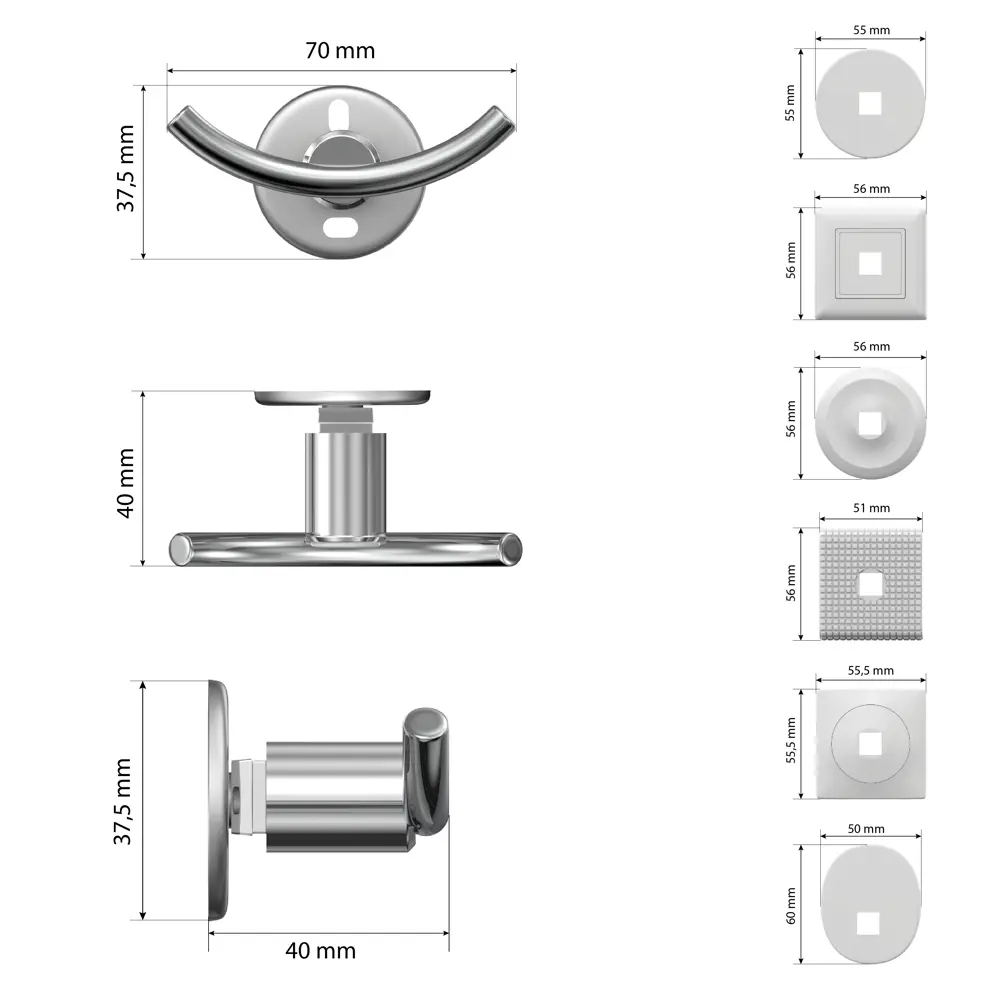 Крючок для ванной комнаты Lemer You-Design 2 рожка металл цвет хром STLM-2112777 - Вид №2