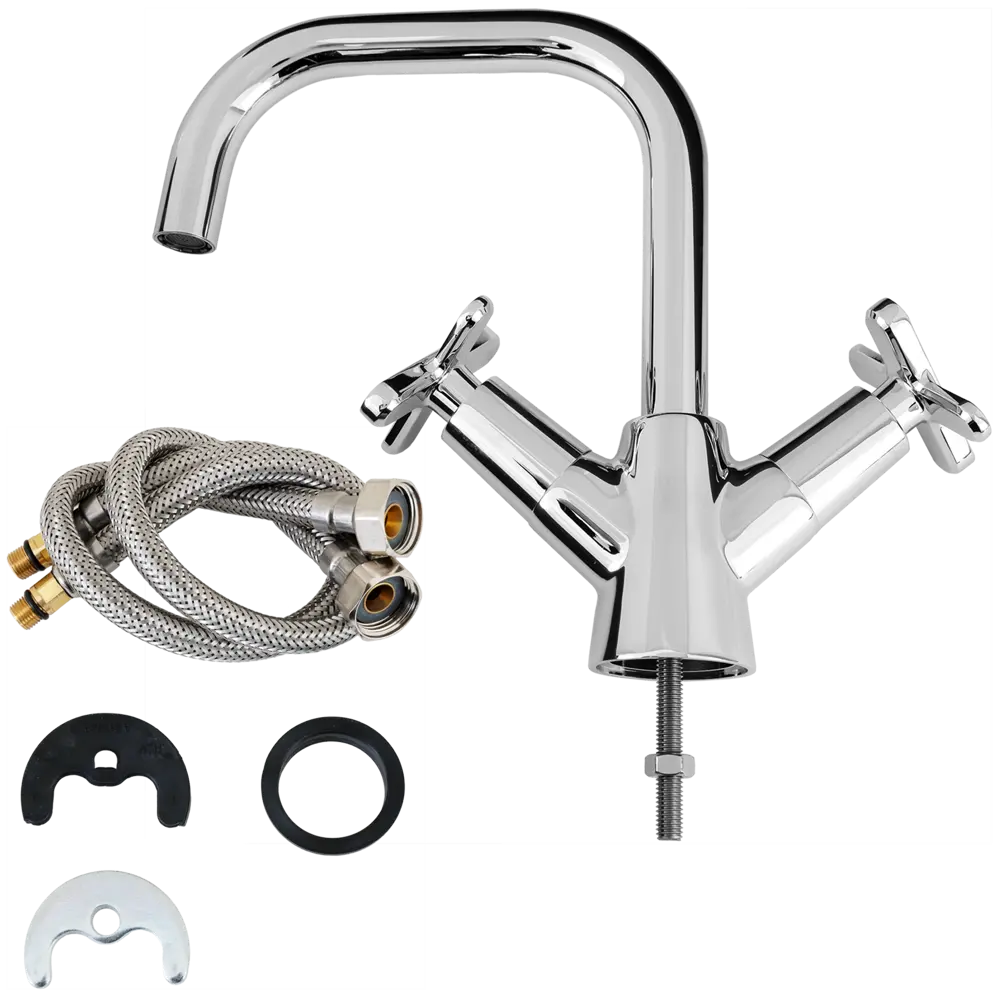 Смеситель для раковины Vidima Art двухвентильный цвет хром STLM-2073462 - Вид №2