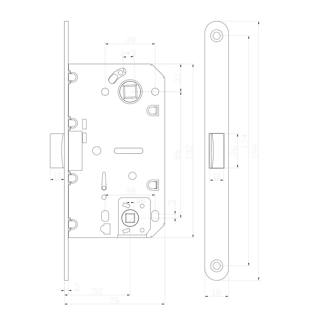 Защёлка под фиксатор EDS-50-96 WC B.CF, пластик EDSON STLM-2210410 - Вид №3