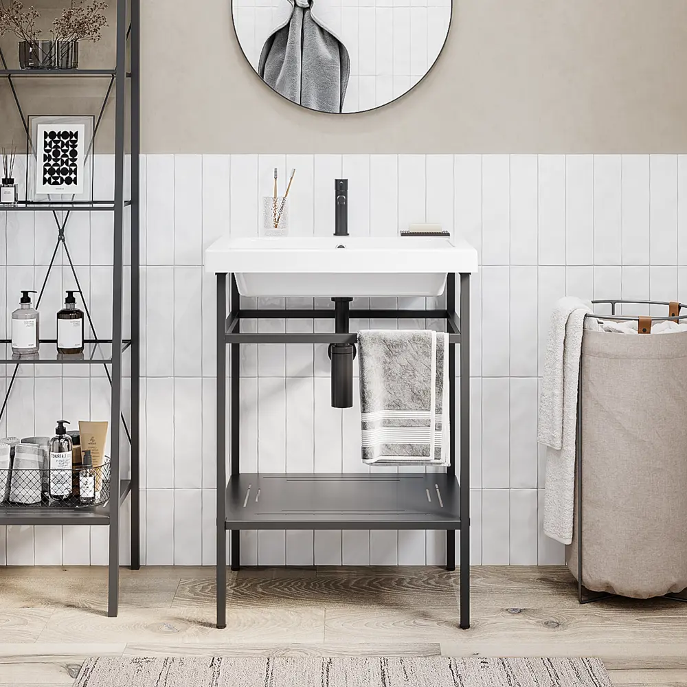 Опора для раковины напольная Бруклин 70 см цвет черный KONSENSA STLM-2171608 - Вид №3