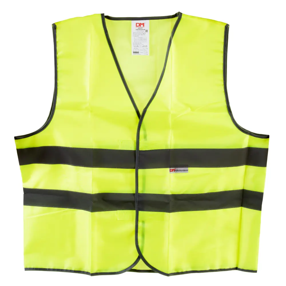 Жилет сигнальный для водителя размер 52-54, полиэфир, цвет лимонный DM REFLECTIVE MATERIALS STLM-2026566