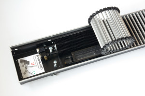 91127706 Конвектор внутрипольный с вентилятором с решеткой -V 2000х180х70 мм биметалл черный Слим STLM-0494607 KVZ