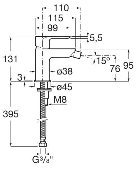 Смеситель для биде без слива с регулируемым горлышком Roca Cala ARCH-00051127 - Вид №3