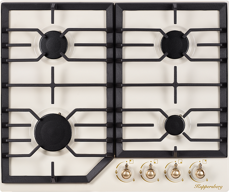 FS 601 C Bronze Газ, классический стиль, ширина 60 см, 4 конфорки, электроподжиг,газ-контроль конфорок, чугунные решетки, цвет фурнитуры: бронза, цвет: бежевый. Kuppersberg Santreyd 