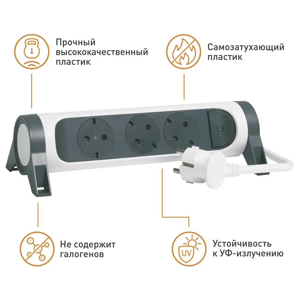 Удлинитель бытовой Legrand Комфорт 3 розетки с заземлением 3x1.5 мм 1.5 м 3680 Вт цвет черно-белый STLM-2101419 - Вид №6