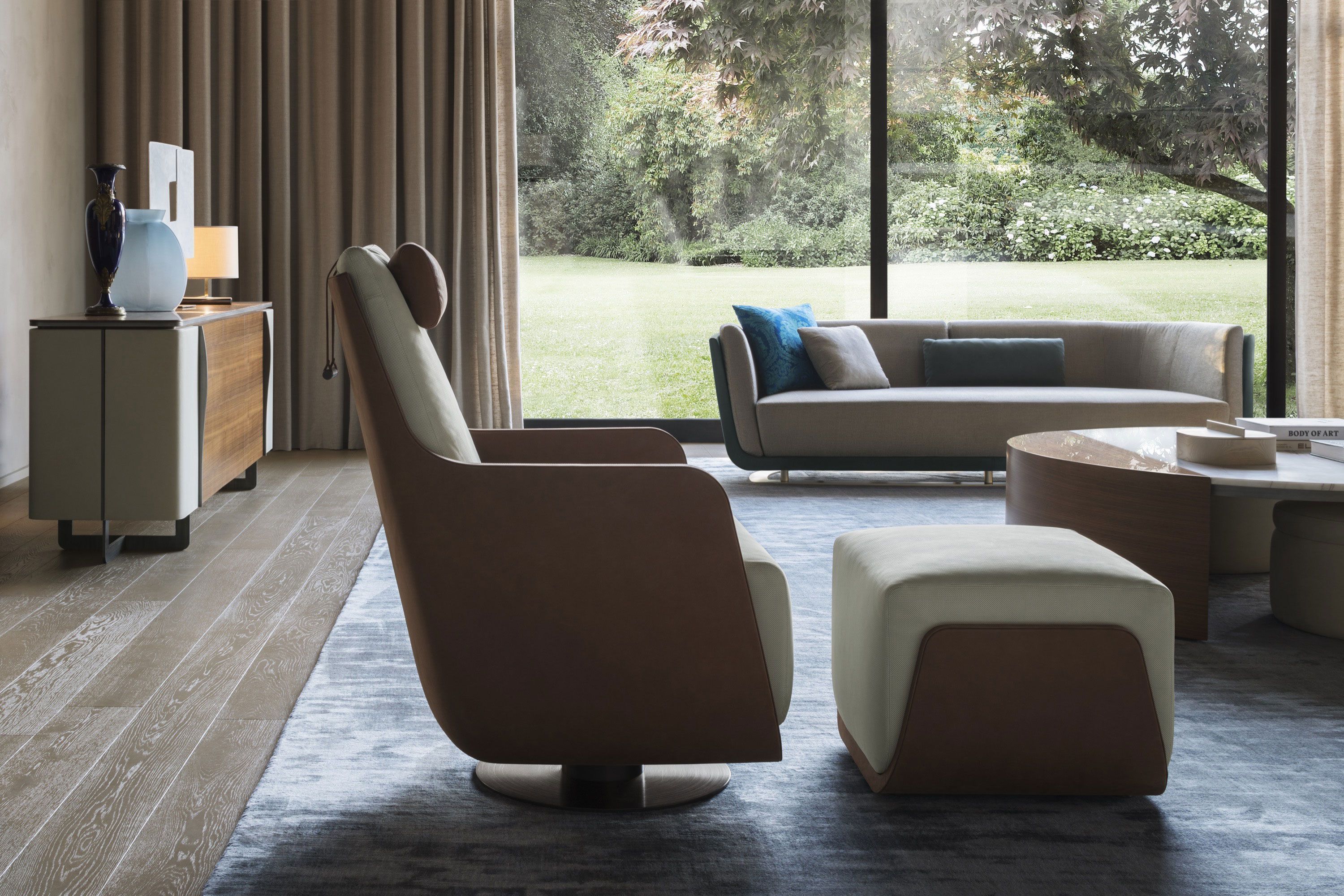 Прямоугольный пуф из кожи и ткани OAK New York Suite ARCH-00077988 - Вид №6