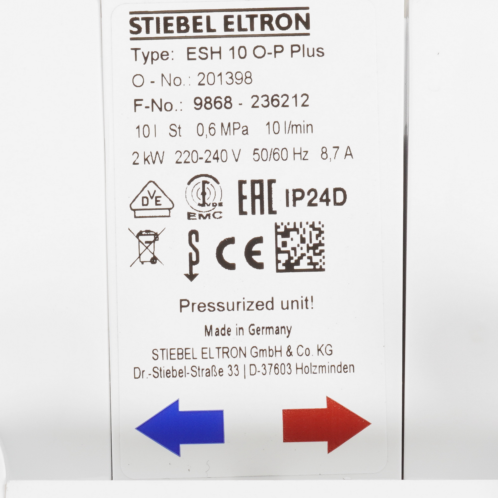 9976785 Водонагреватель электрический Stiebel Eltron ESH 10 O-P Plus STDN-0008280 - Вид №4
