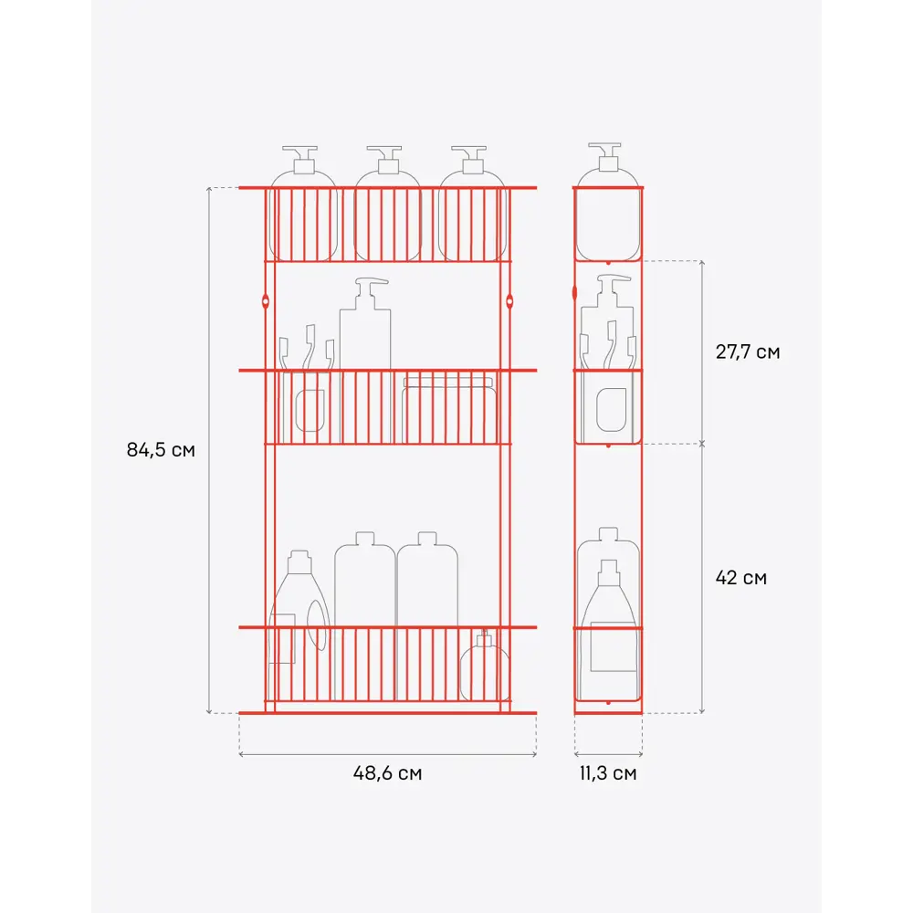 Стеллаж ЧМЗ Minima для ванной - стильное хранение в три уровня 85224456 STLM-0059987 - Вид №5