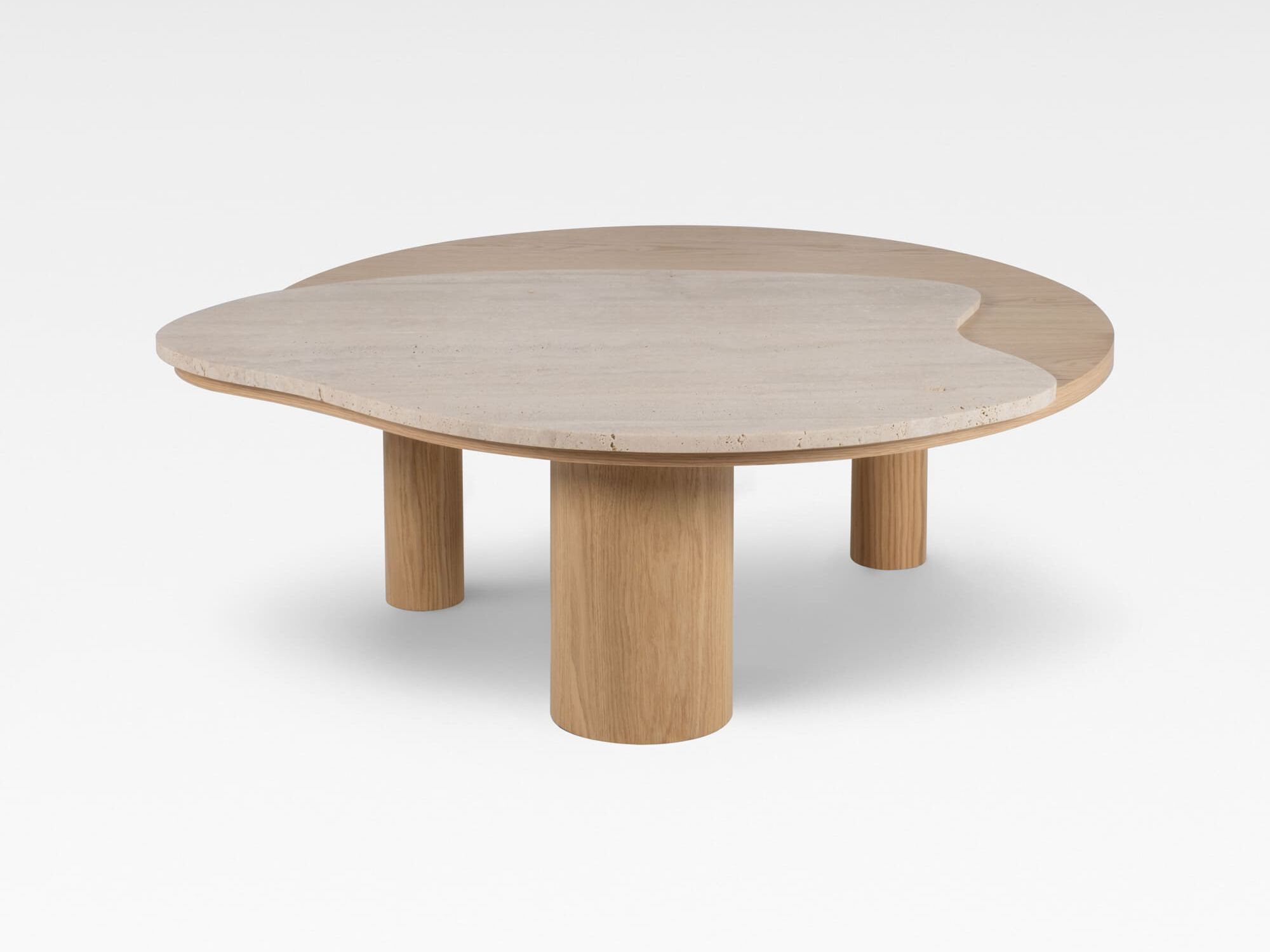 Журнальный столик из травертина и дуба Greenapple Bordeira ARCH-00100779 - Вид №1