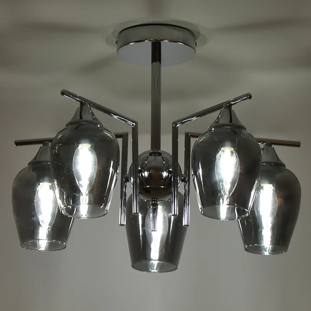 Люстра на штанге Libre 5 ламп 20 м² цвет хром SCHAFFNER STLM-2016170 - Вид №1