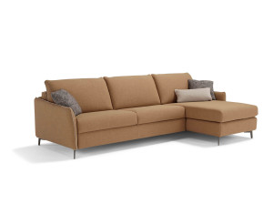 Двуспальный диван-кровать из ткани с полуостровом