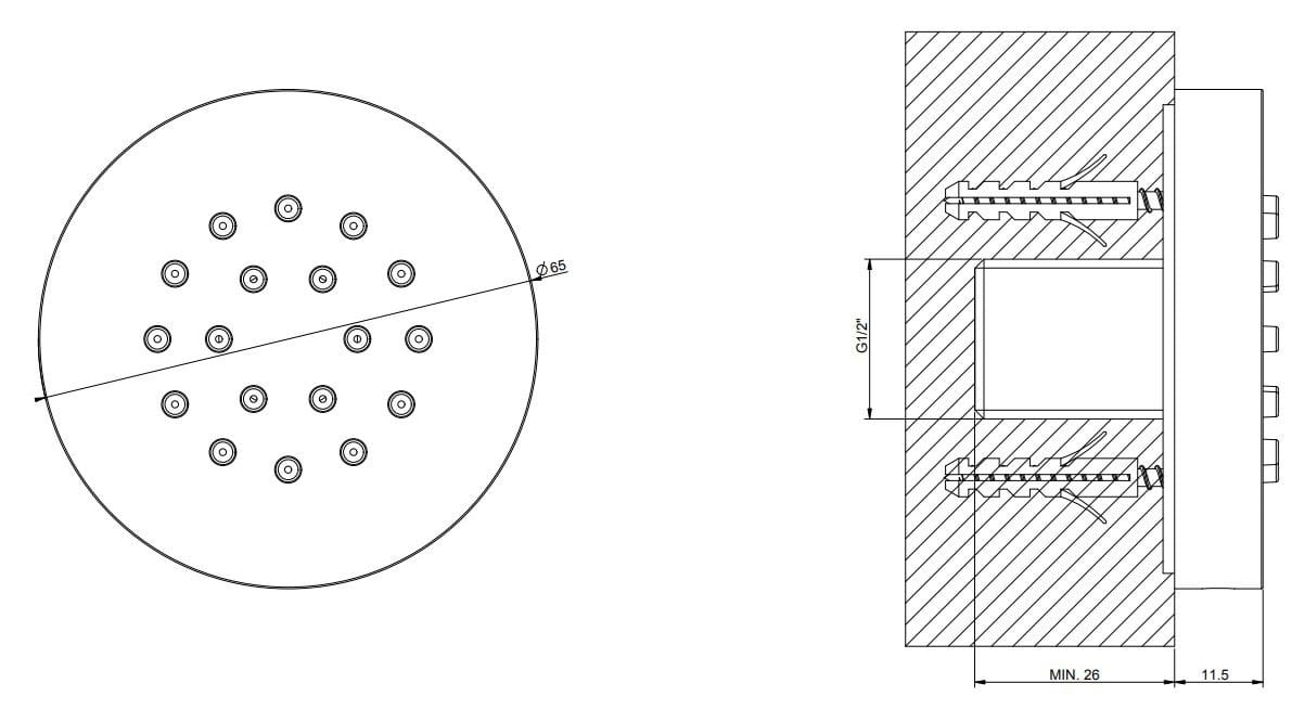 Хромированная латунная боковая насадка для душа с системой защиты от накипи Gessi конус ARCH-00047727 - Вид №2