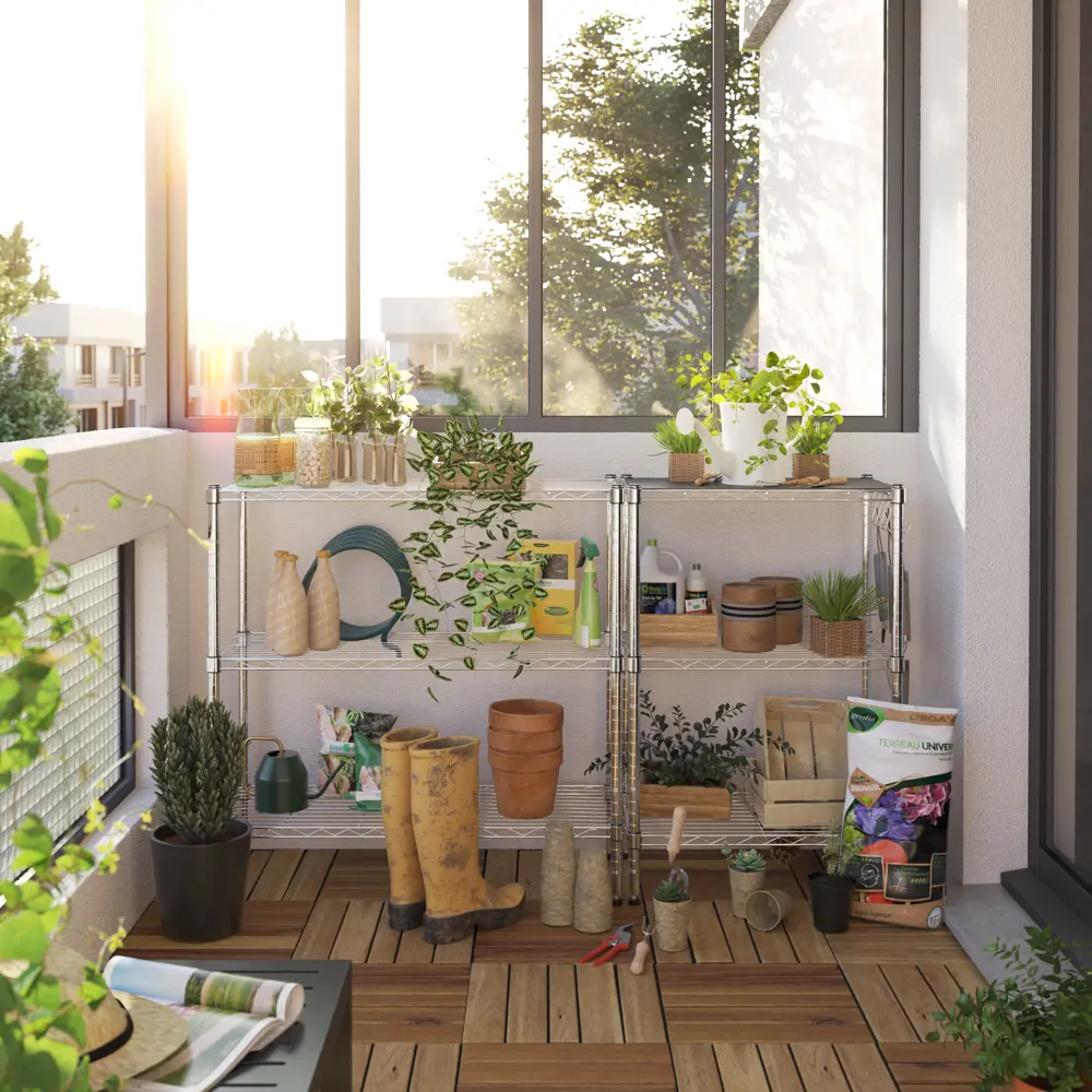 Стеллаж сетчатый KONSENSA 60x35x90 см цвет хром STLM-2000330 - Вид №8