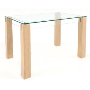 Обеденный стол стеклянный с деревянными ножками 120 см "Логга" GRAUM  304080 Бежевый;прозрачный