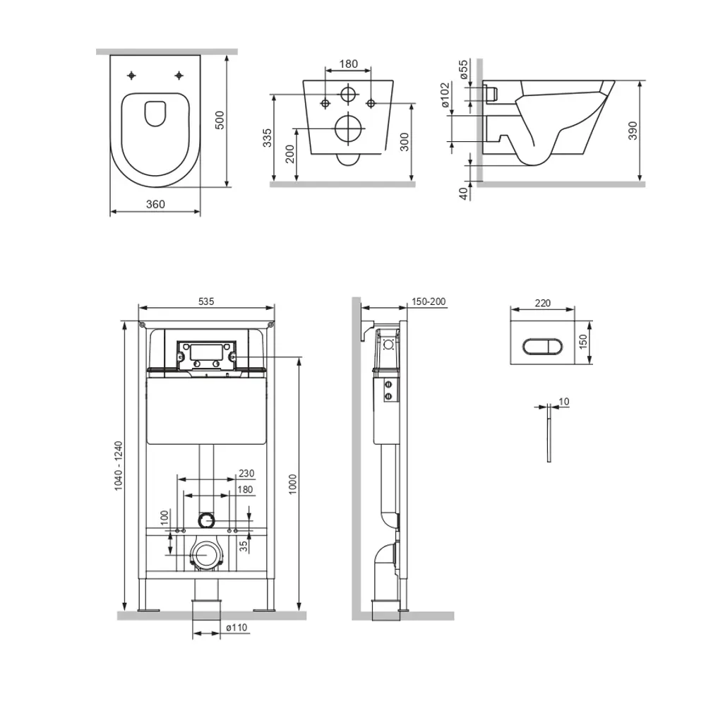 Комплект инсталляция с унитазом Damixa Cedar с клавишей Prime M, безободковый, с микролифтом, цвет белый STLM-2165316 - Вид №4