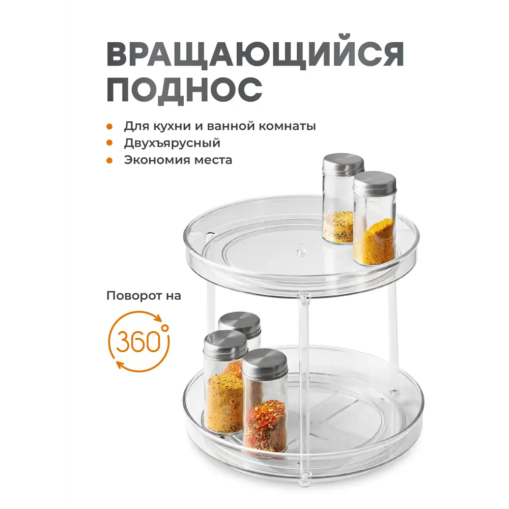 Поднос 23.5x23.5 см Shiny kitchen ABS-пластик цвет прозрачный