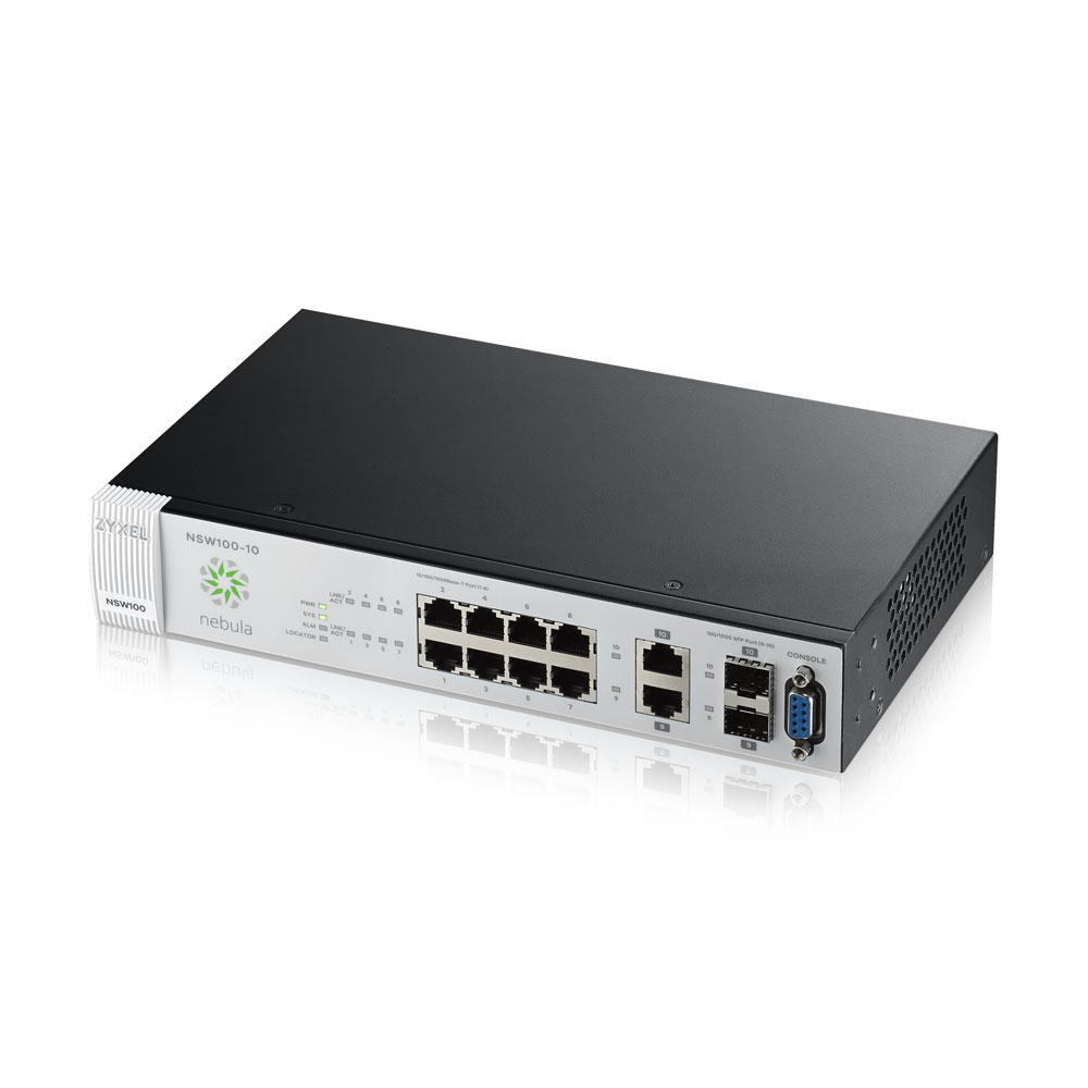 NSW100-10P-EU0101F nsw100-10p, 10-port gbe nebula cloud managed poe switch, 180 watt ZyXEL Santreyd  - Вид №1