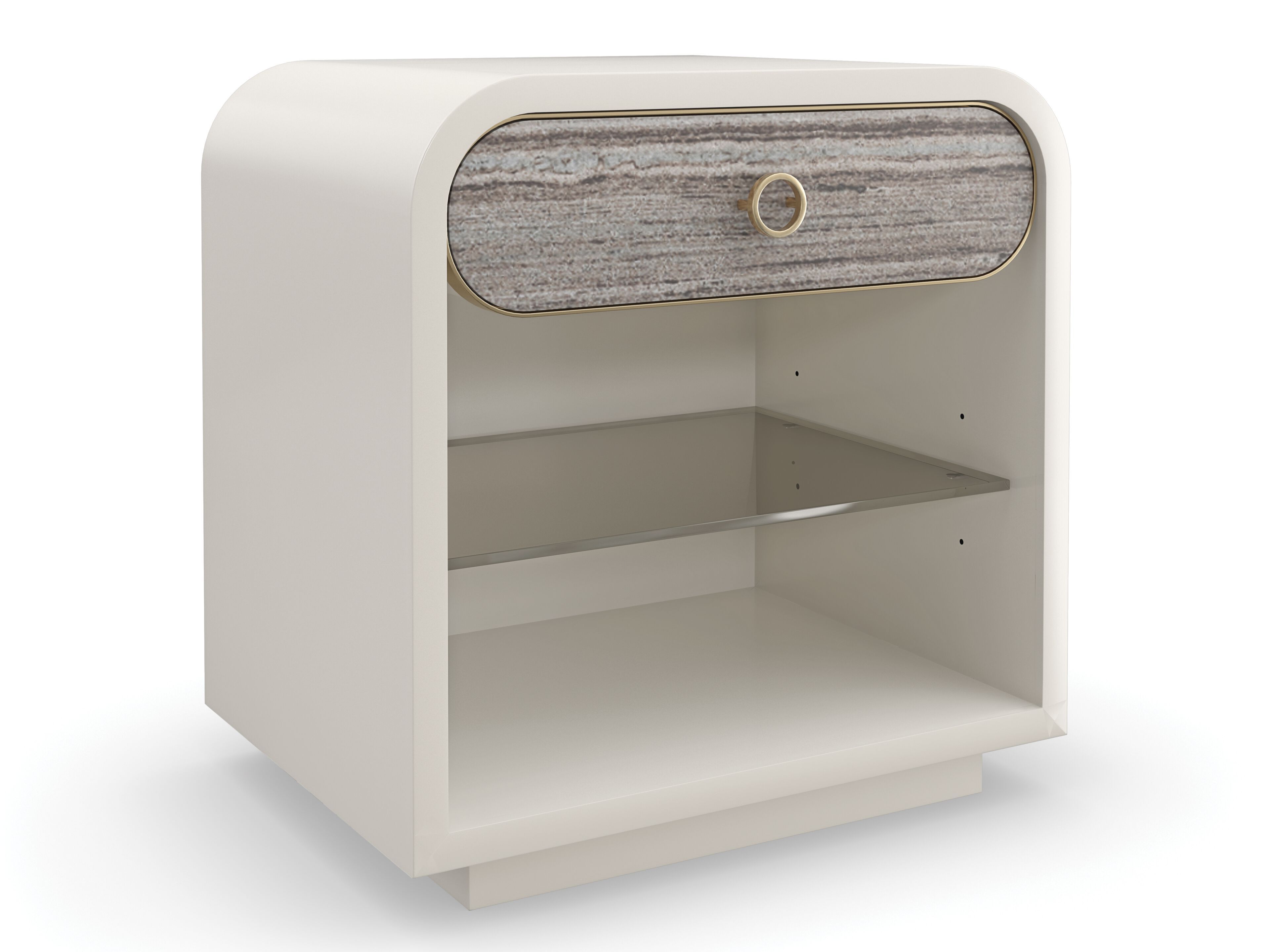 Деревянная прямоугольная прикроватная тумбочка с ящиком из песчаника Caracole QUARRY ARCH-00151007