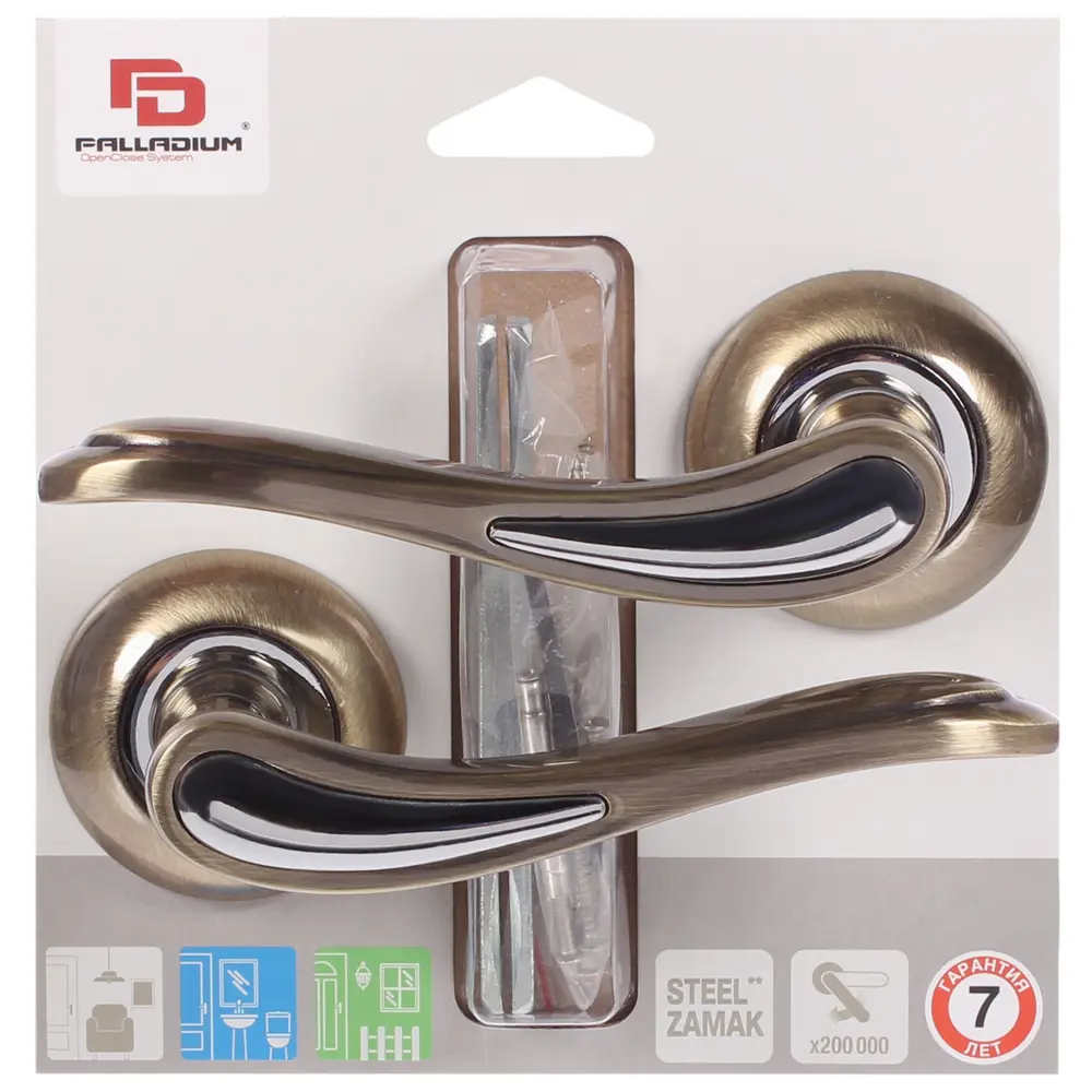 Ручка дверная на розетке Palladium «Sofia» AB/CP, ЦАМ, цвет античная бронза/хром STLM-2099573 - Вид №3