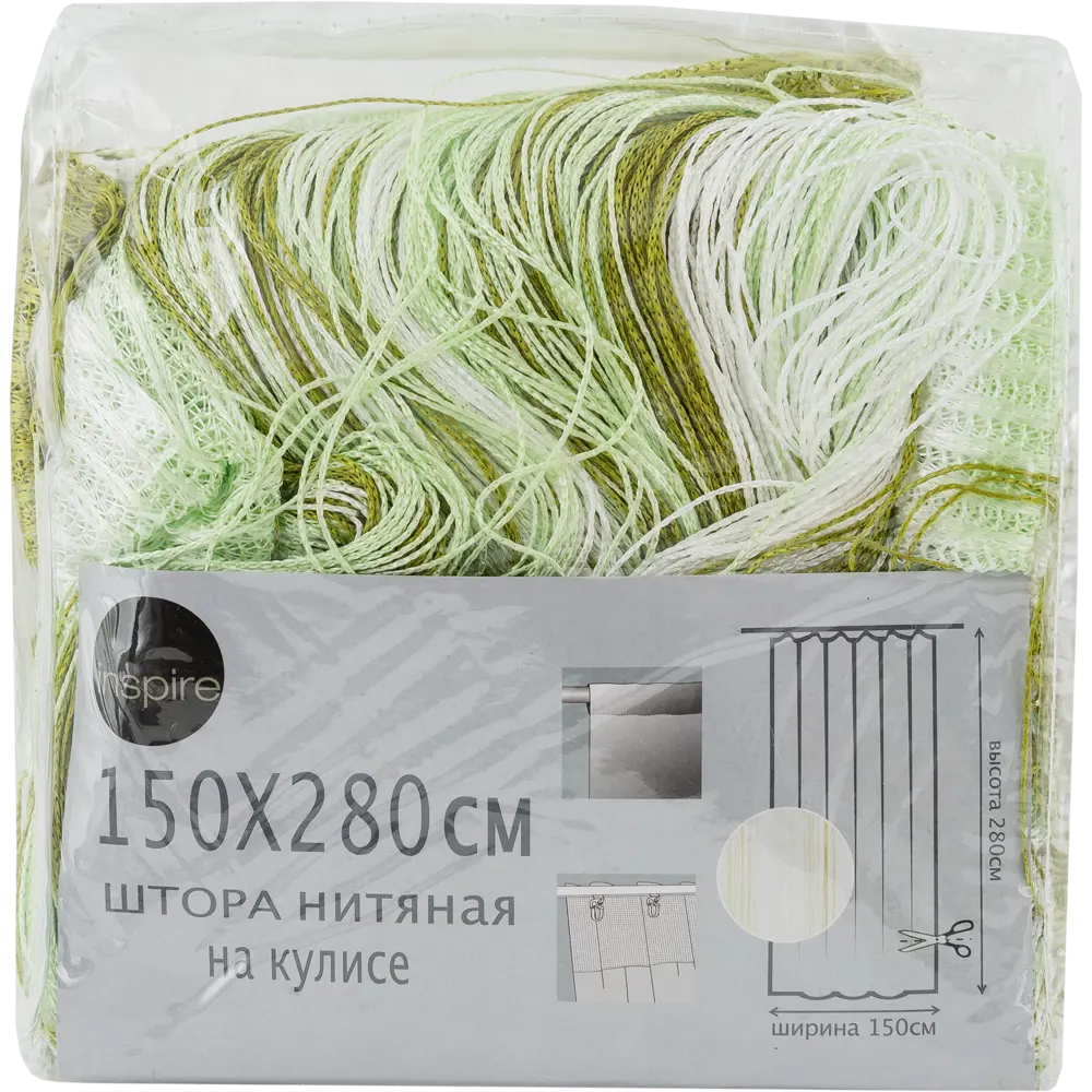 Штора нитяная Inspire, 150х280 см, цвет белый/зелёный STLM-2204704 - Вид №5