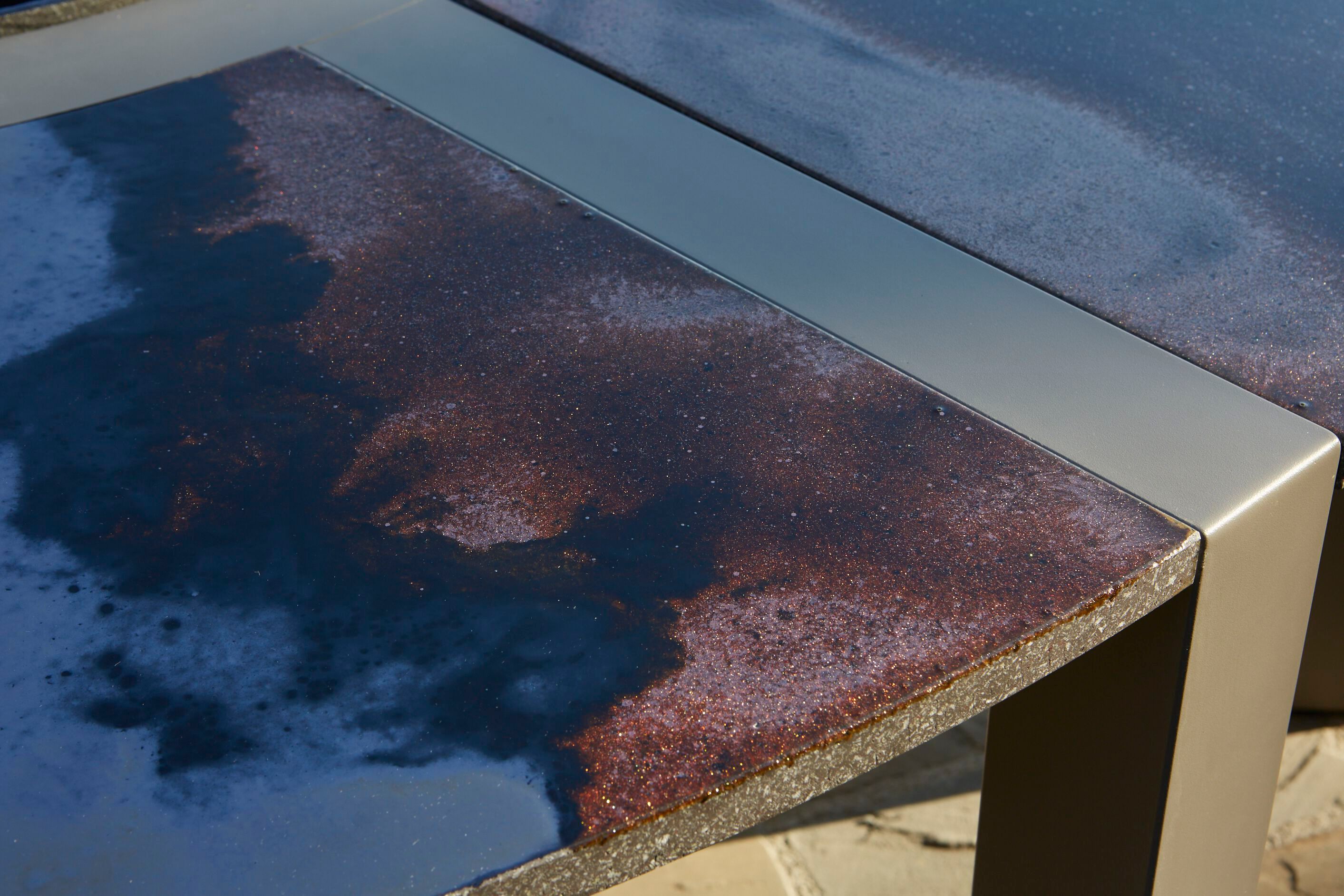 Круглый стол из фаянса и нержавеющей стали DOMIZIANI современный ARCH-00073918 - Вид №1