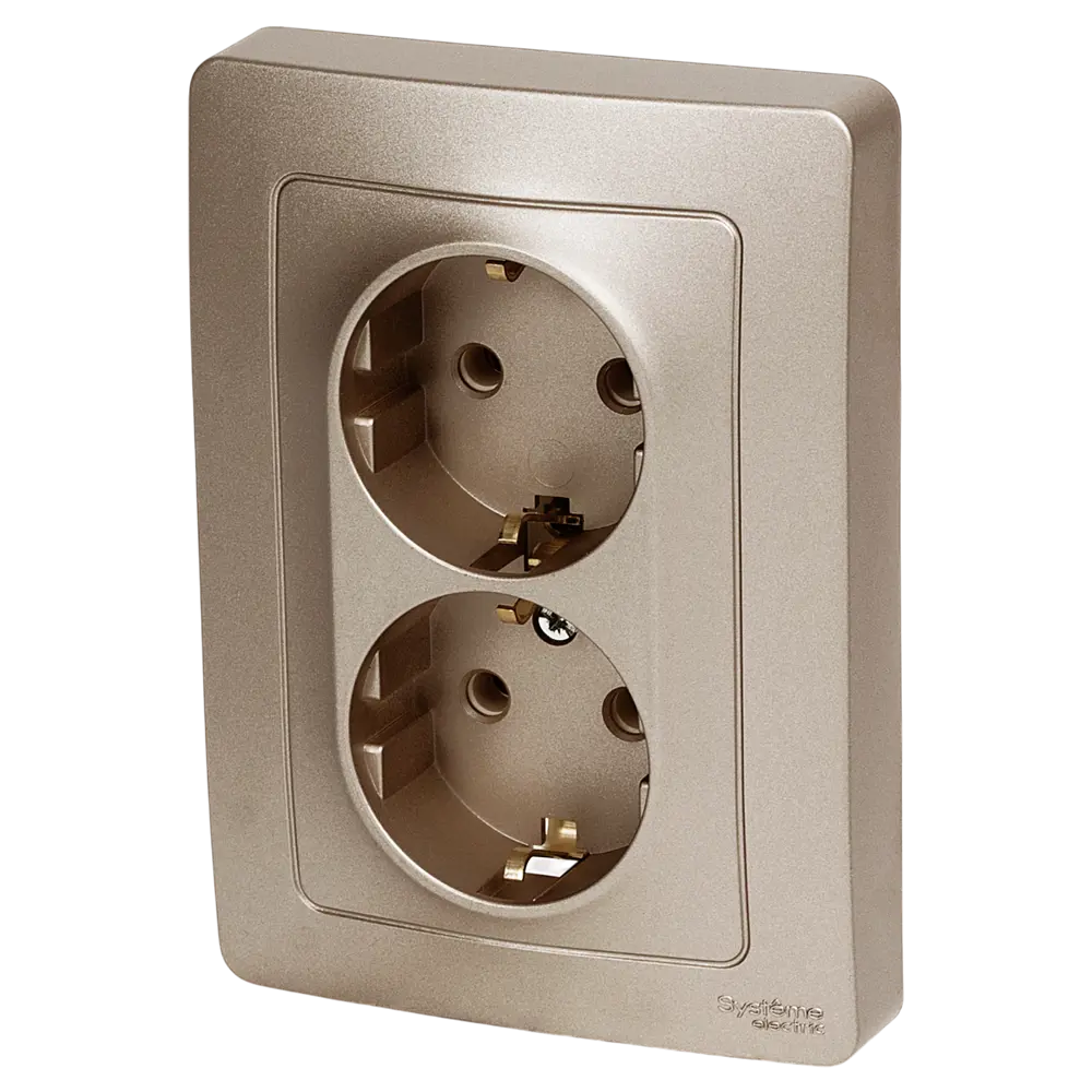 Розетка двойная встраиваемая Systeme Electric Blanca с заземлением 16 А IP20 цвет титановый STLM-2024031 - Вид №1