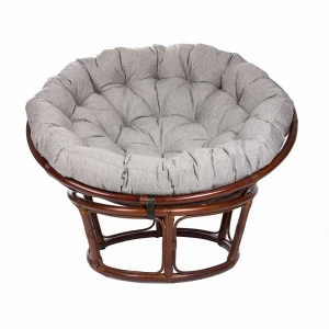 Кресло круглое из ротанга с подушкой коньяк Papasun Chair IMPEX  00-3885601 Коричневый;серый