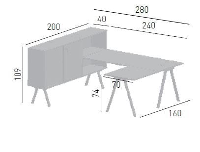 Угловой стол со встроенной полкой GABER WORKSTATION 2027 SX - L VERSION ARCH-00101353 - Вид №5