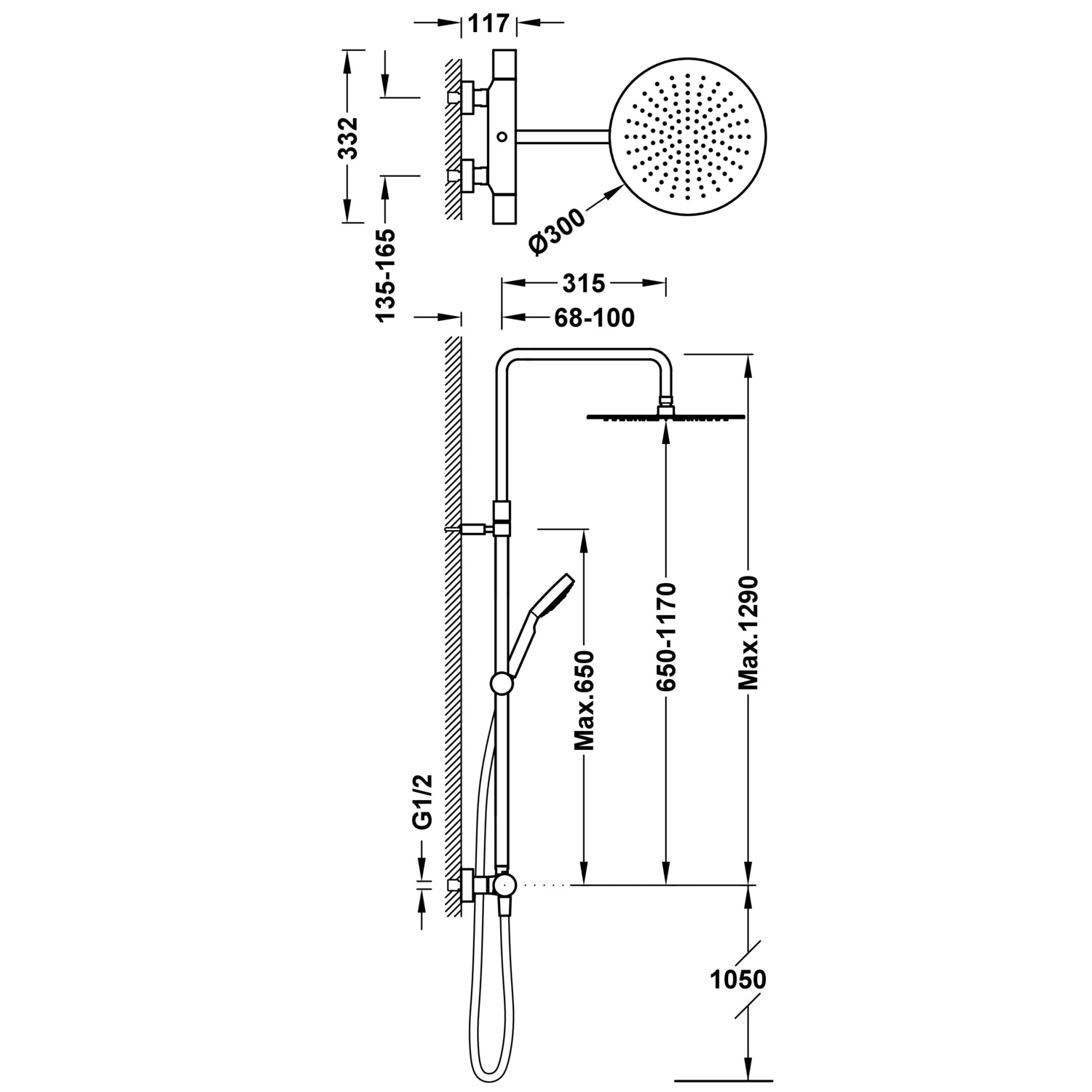 Двухходовой настенный термостатический смеситель для душа TRESMOSTATIC-06121001 TRES Thermostatic - Вид №1