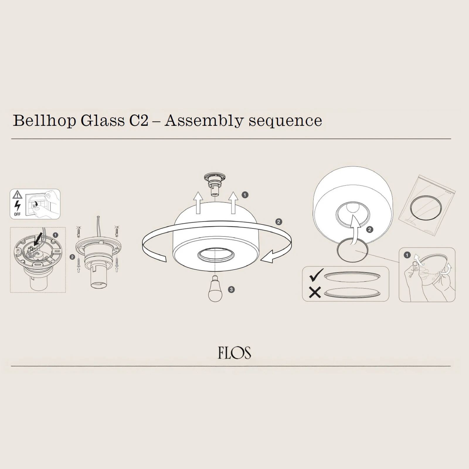 Потолочный светильник с регулируемой яркостью из опалового стекла Flos Bellhop ARCH-00082973 - Вид №6