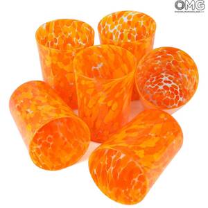 2190 ORIGINALMURANOGLASS Набор из 6 оранжевых рюмок - муранское стекло 6 см