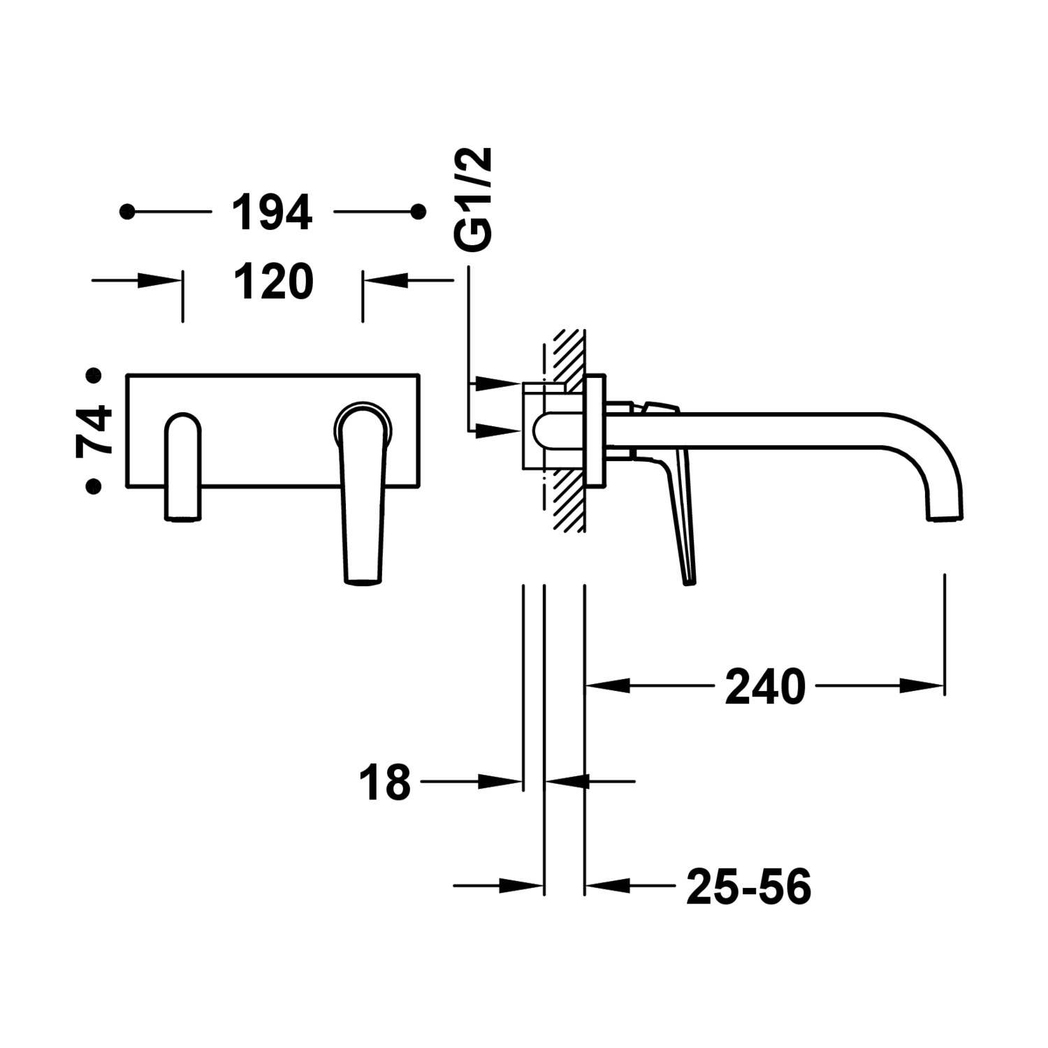 Скрытый смеситель для умывальника FUJI с одной ручкой-28130004 TRES - Вид №1