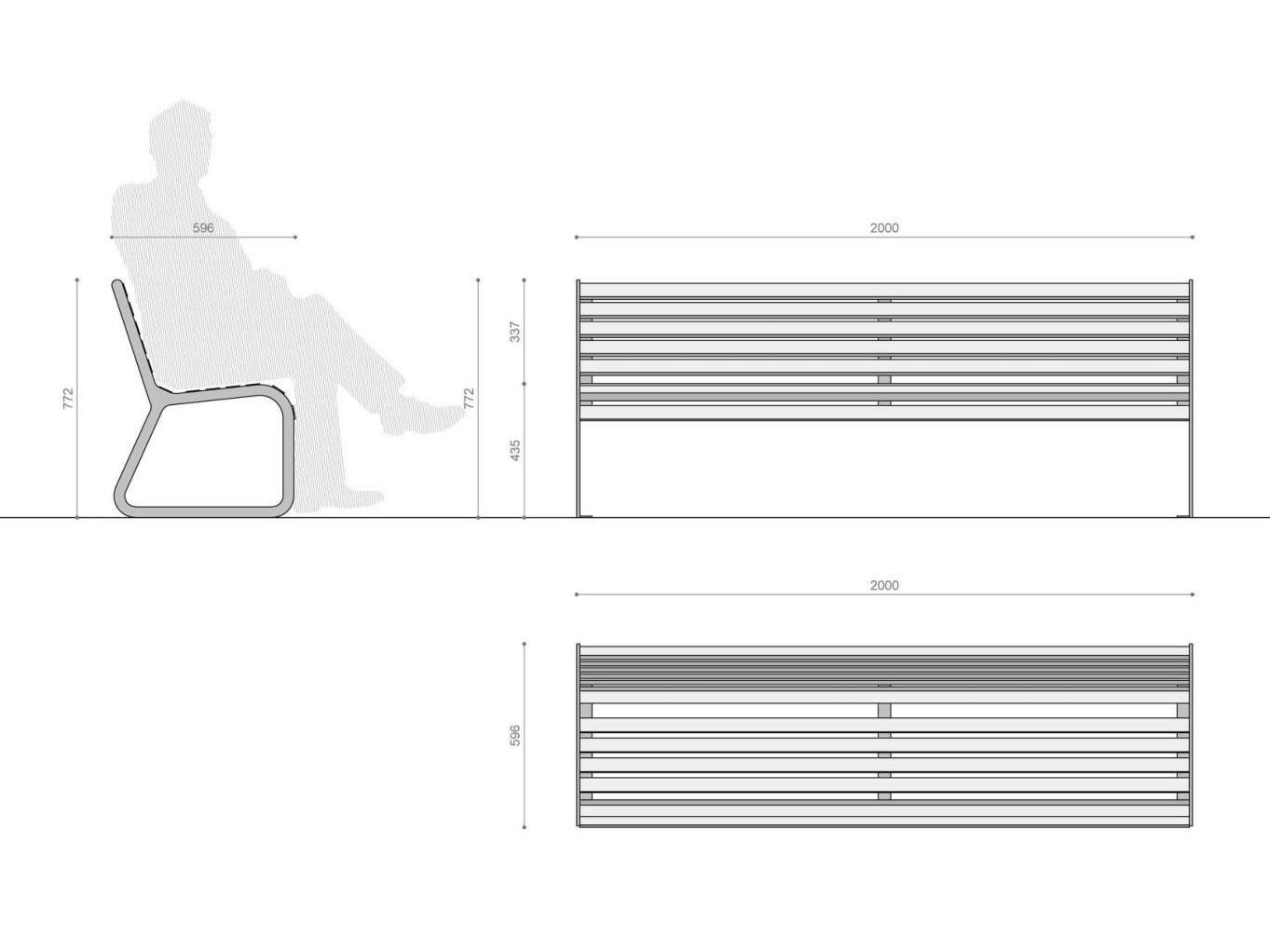 Оцинкованная стальная скамья со спинкой Viscio Urban Design VIRGOLA ARCH-00138128 - Вид №6