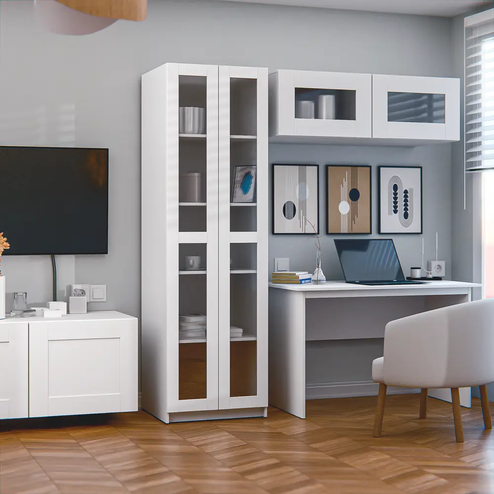 Дверь для шкафа Буккер левая 2 стекла 29.7x193.8x1.6 см ДСП цвет белый Santreyd STLM-2047509 - Вид №7