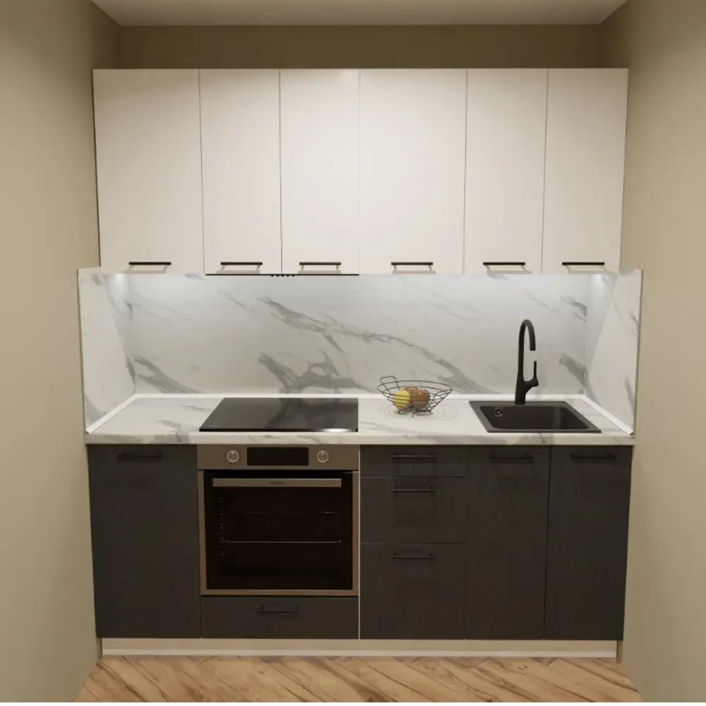 Кухонный гарнитур 200x60 см София и Канск цвет чёрный и белый KONSENSA STLM-2071361