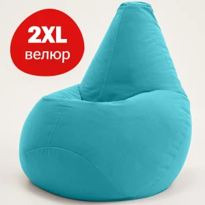 91588301 Кресло-мешок Bean Joy XXL велюр 85x125x85 см цвет бирюза STLM-1446806