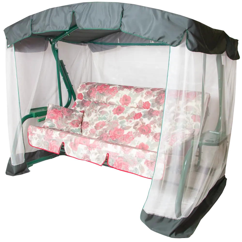 Качели садовые Турин Премиум 4-х местные (до 280 кг) зеленый/ розовый Santreyd STLM-2071517 - Вид №1