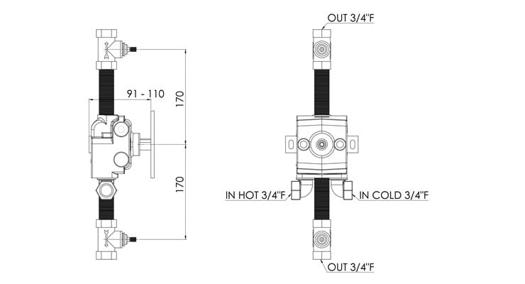 Смеситель для душа с 3 отверстиями rvb 1935 WOOD ARCH-00131904 - Вид №1