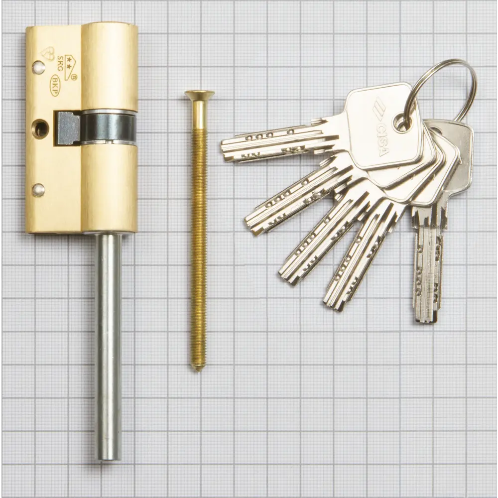 Цилиндр Cisa Astral S ОА3S7-90.00, 45x10x25 мм, ключ/шток, цвет латунь, без вертушки STLM-2113129 - Вид №2