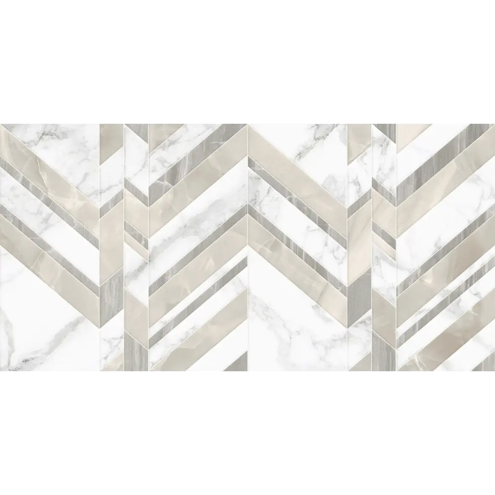 Плитка настенная Marmo Bianco Chevron 30х60 см 1.44 м² цвет белый Golden Tile STLM-2114857